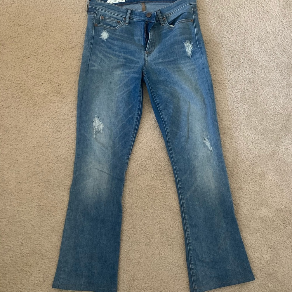 Gap light colored, distressed bootcut jeans